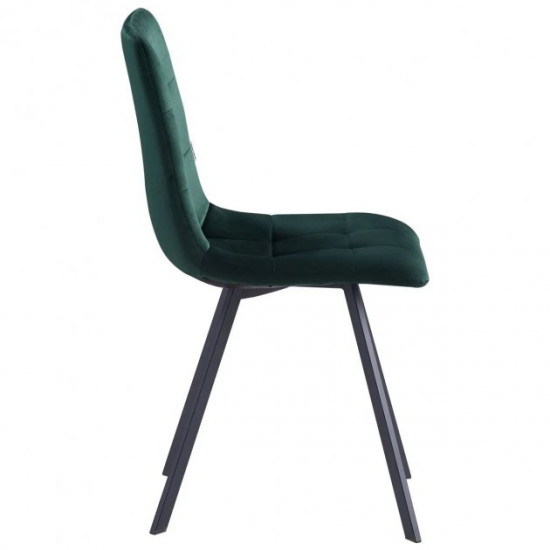 Dining chair for kitchen, living room, cafe Harlem steel black/fabric velor dark green AMF Dining chair for kitchen, living room, cafe Harlem steel black/fabric velor dark green AMF