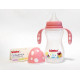 Plastic feeding bottle, with handle and nipple, heat-resistant, 330 ml, Bimbo, pink. Plastic feeding bottle, with handle and nipple, heat-resistant, 330 ml, Bimbo, pink.