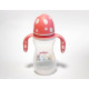 Plastic feeding bottle, with handle and nipple, heat-resistant, 330 ml, Bimbo, pink. Plastic feeding bottle, with handle and nipple, heat-resistant, 330 ml, Bimbo, pink.