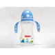 Plastic feeding bottle, with handle and nipple, heat-resistant, 330 ml, Bimbo, blue Plastic feeding bottle, with handle and nipple, heat-resistant, 330 ml, Bimbo, blue