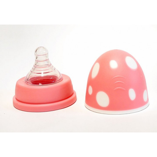 Plastic feeding bottle, with handle and nipple, heat-resistant, 330 ml, Bimbo, pink. Plastic feeding bottle, with handle and nipple, heat-resistant, 330 ml, Bimbo, pink.
