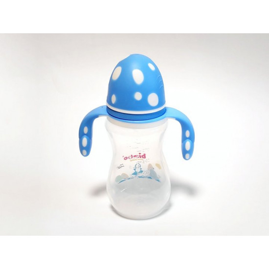 Plastic feeding bottle, with handle and nipple, heat-resistant, 330 ml, Bimbo, blue Plastic feeding bottle, with handle and nipple, heat-resistant, 330 ml, Bimbo, blue