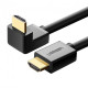  Кабель UGREEN HD103 HDMI Cable Right Angle 90 Degree 1m Black (10172)