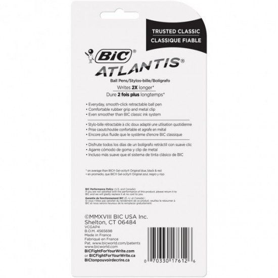 Set of ball handles 4 pcs automatic BIC Atlantis, 1mm (VCGAP41-ASST) Set of ball handles 4 pcs automatic BIC Atlantis, 1mm (VCGAP41-ASST)