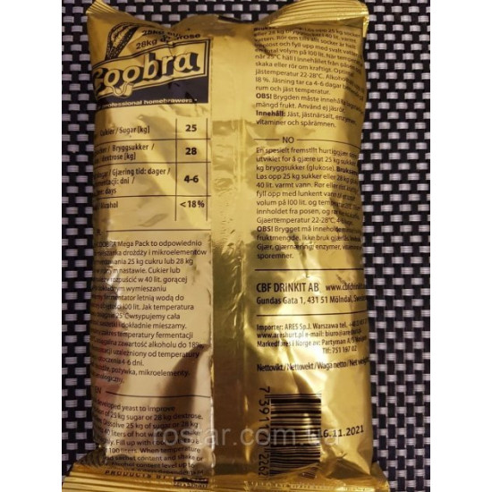 Турбо дрожжи Coobra MEGA PACK Turbo Yeast, 360г Турбо дрожжи Coobra MEGA PACK Turbo Yeast, 360г