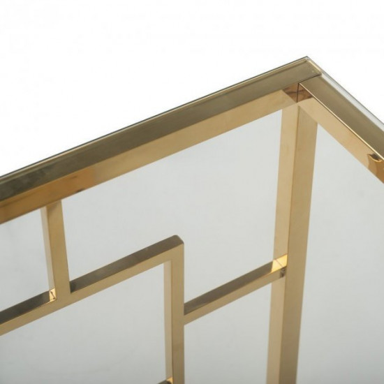 Кофейный квадратный столик Vetro Mebel CL-2 прозрачный + золото Кофейный квадратный столик Vetro Mebel CL-2 прозрачный + золото