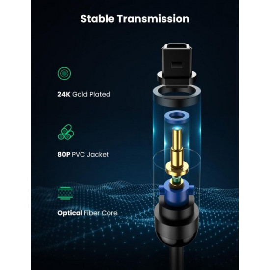 Кабель аудио Ugreen Toslink оптический 4 мм 1 м Black (AV122) Кабель аудио Ugreen Toslink оптический 4 мм 1 м Black (AV122)