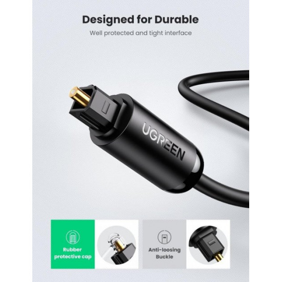 Кабель аудио Ugreen Toslink оптический 4 мм 1 м Black (AV122) Кабель аудио Ugreen Toslink оптический 4 мм 1 м Black (AV122)