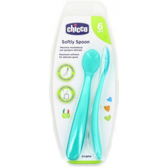 Ложка силиконовая Chicco 6м+, Голубая, 2 шт. (06828.21) Ложка силиконовая Chicco 6м+, Голубая, 2 шт. (06828.21)