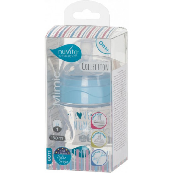 Baby Anti-colic feeding bottle Nuvita Mimic Collection 150 ml Blue (NV6011AZZURO) Baby Anti-colic feeding bottle Nuvita Mimic Collection 150 ml Blue (NV6011AZZURO)
