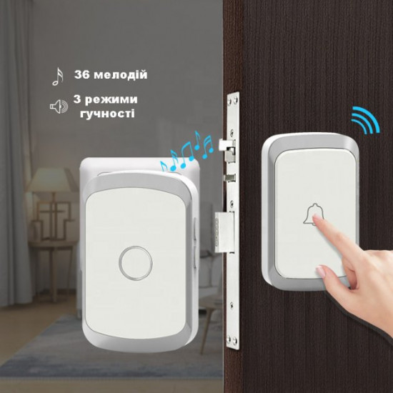 Дверний дзвінок бездротовий Digital Lion WDB-01, до 300 метрів, білий Дверний дзвінок бездротовий Digital Lion WDB-01, до 300 метрів, білий