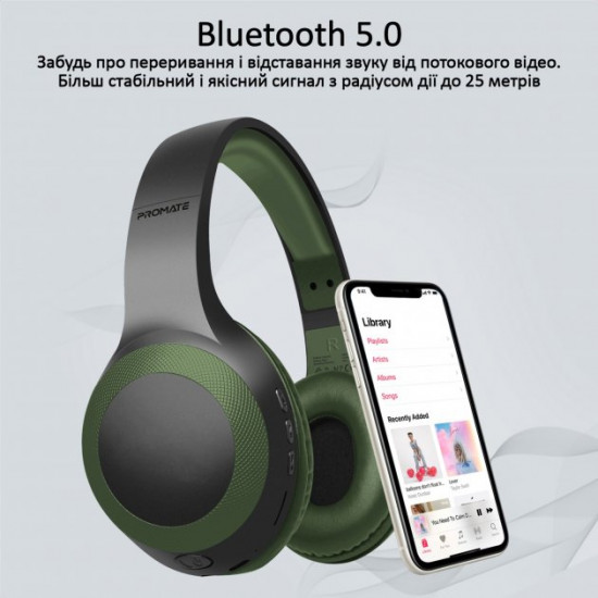 Накладные Bluetooth наушники Promate LaBoca Bluetooth 5.0 MidNight Green (laboca.midnightgreen) Накладные Bluetooth наушники Promate LaBoca Bluetooth 5.0 MidNight Green (laboca.midnightgreen)