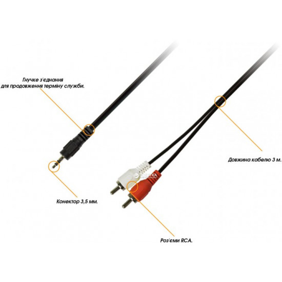 Кабель Piko AUX 3.5 мм M - 2xRCA M 3 м (1283126473906) Кабель Piko AUX 3.5 мм M - 2xRCA M 3 м (1283126473906)
