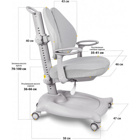 Крісло дитяче ErgoKids GT Y-404 Ortopedic Grey (Y-404 G) Крісло дитяче ErgoKids GT Y-404 Ortopedic Grey (Y-404 G)