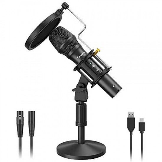 Микрофон динамический Maono AU-HD300 Черный XLR/USB с подставкой и поп-фильтром Микрофон динамический Maono AU-HD300 Черный XLR/USB с подставкой и поп-фильтром