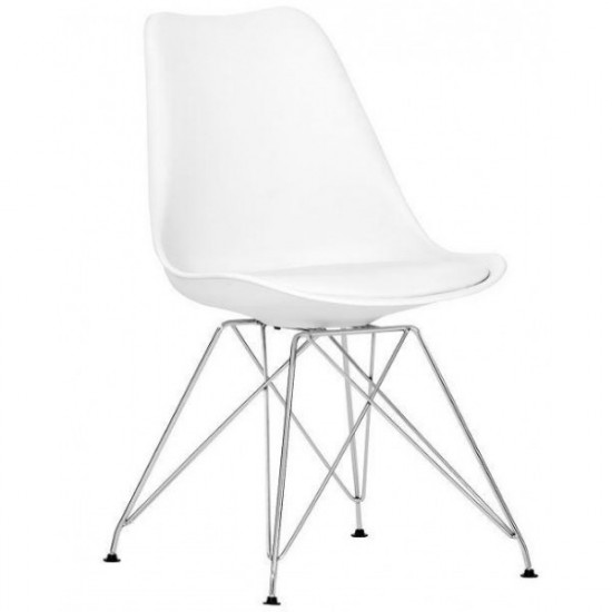 Chair for kitchen, living room with leatherette metal/plastic pillow Tower C Group SDM White Chair for kitchen, living room with leatherette metal/plastic pillow Tower C Group SDM White