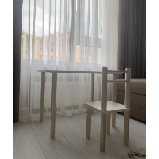Children's wooden table and chair Toys, height 40 cm. Tabletop 60/40 cm. White Children's wooden table and chair Toys, height 40 cm. Tabletop 60/40 cm. White