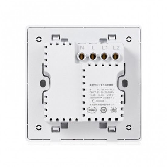 Выключатель с нулевой линией Aqara Light Switch Line-Neutral Double-Button QBKG12LM AK016CNW01 Выключатель с нулевой линией Aqara Light Switch Line-Neutral Double-Button QBKG12LM AK016CNW01
