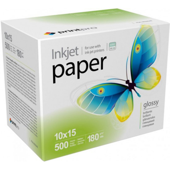 Папір PrintPro глянцевий 180 г/м 10x15 см 500 л (PGE1805004R) Папір PrintPro глянцевий 180 г/м 10x15 см 500 л (PGE1805004R)