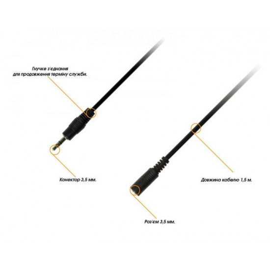 Кабель Piko (1283126473937) AUX 3.5mm M-3.5mm F, 1.5м Black Кабель Piko (1283126473937) AUX 3.5mm M-3.5mm F, 1.5м Black