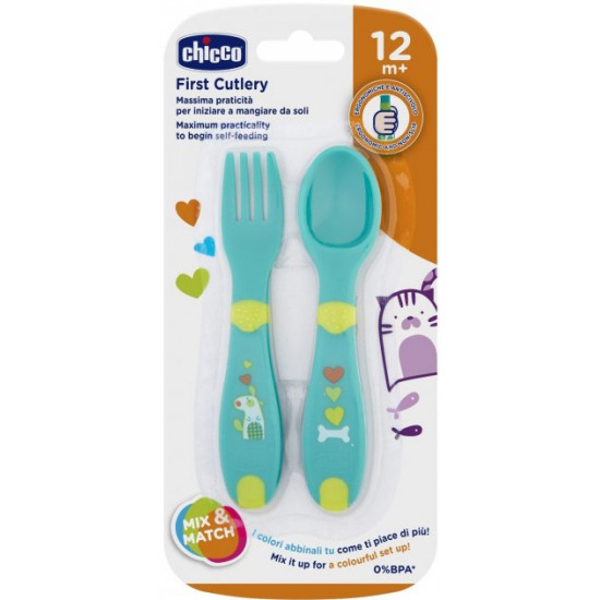 Набор: ложка и вилка Chicco First Cutlery, 12м+ (16101.30) Набор: ложка и вилка Chicco First Cutlery, 12м+ (16101.30)