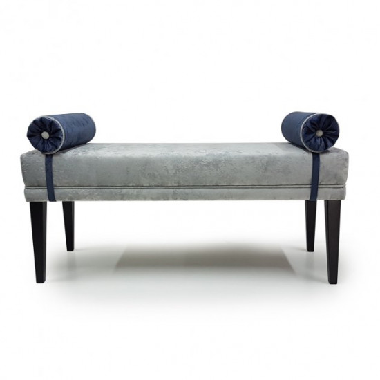 Bench Marseille Gray + Blue (110x40 cm) Soft Marble Velor in the hallway, bedroom, living room Bench Marseille Gray + Blue (110x40 cm) Soft Marble Velor in the hallway, bedroom, living room