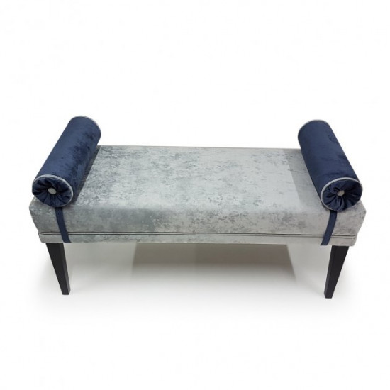 Bench Marseille Gray + Blue (110x40 cm) Soft Marble Velor in the hallway, bedroom, living room Bench Marseille Gray + Blue (110x40 cm) Soft Marble Velor in the hallway, bedroom, living room