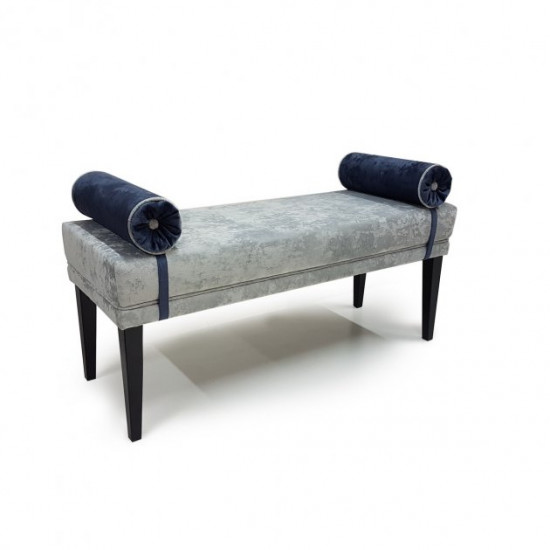Bench Marseille Gray + Blue (110x40 cm) Soft Marble Velor in the hallway, bedroom, living room Bench Marseille Gray + Blue (110x40 cm) Soft Marble Velor in the hallway, bedroom, living room