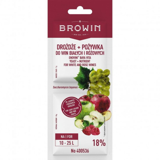 Set: Bayanus yeast + nutrient medium for white and rose wines BROWIN, 17g Set: Bayanus yeast + nutrient medium for white and rose wines BROWIN, 17g