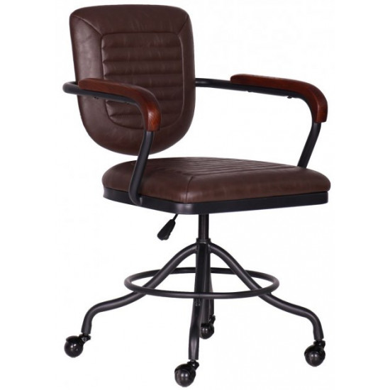 Кресло офисное Barber brown 830х590х580 сталь/кожзаменитель PU черный/коричневый AMF Кресло офисное Barber brown 830х590х580 сталь/кожзаменитель PU черный/коричневый AMF