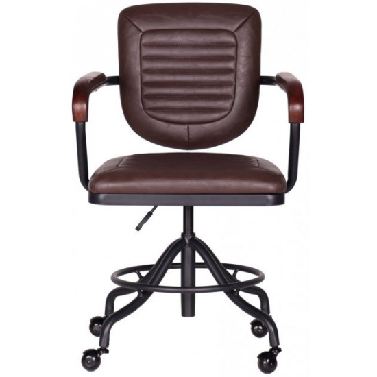 Кресло офисное Barber brown 830х590х580 сталь/кожзаменитель PU черный/коричневый AMF Кресло офисное Barber brown 830х590х580 сталь/кожзаменитель PU черный/коричневый AMF