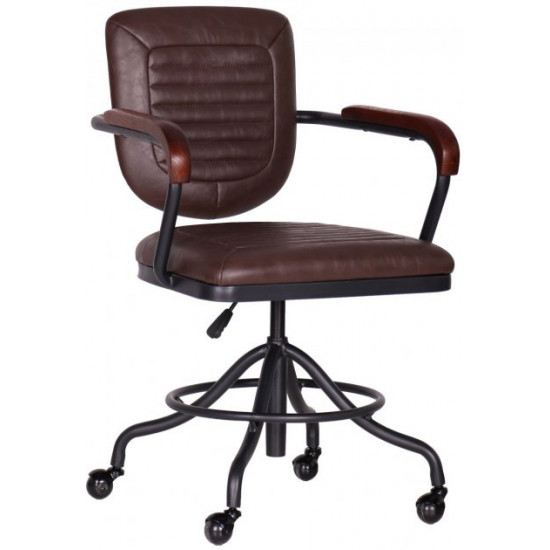 Кресло офисное Barber brown 830х590х580 сталь/кожзаменитель PU черный/коричневый AMF Кресло офисное Barber brown 830х590х580 сталь/кожзаменитель PU черный/коричневый AMF