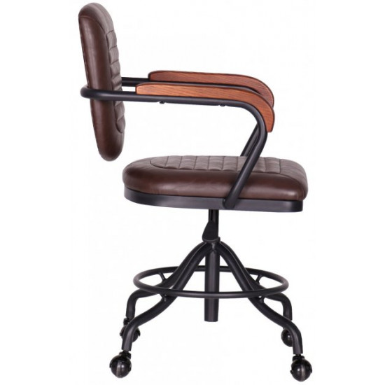 Кресло офисное Barber brown 830х590х580 сталь/кожзаменитель PU черный/коричневый AMF Кресло офисное Barber brown 830х590х580 сталь/кожзаменитель PU черный/коричневый AMF