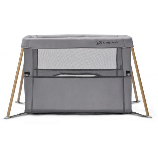 Ліжко-манеж Kinderkraft 2 в 1 Movi Grey Wooden (KCMOVI00WOD0000) (5902533918454)