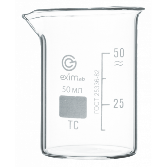 EximLab 50ml tall glass with glass spout EximLab 50ml tall glass with glass spout