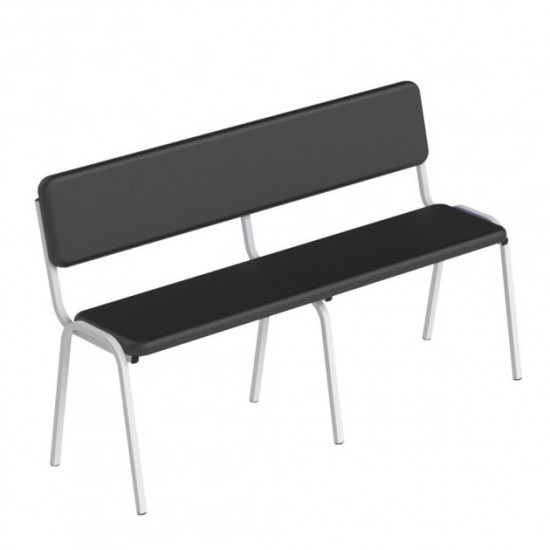 Banquette with back for visitors leatherette 1200x350x770 mm black Banquette with back for visitors leatherette 1200x350x770 mm black