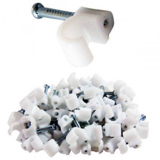 100 x 5mm .White. Round Cable Clips -Coax/CAT6 Sky Wall Mounts Aerial B 100 x 5mm .White. Round Cable Clips -Coax/CAT6 Sky Wall Mounts Aerial B