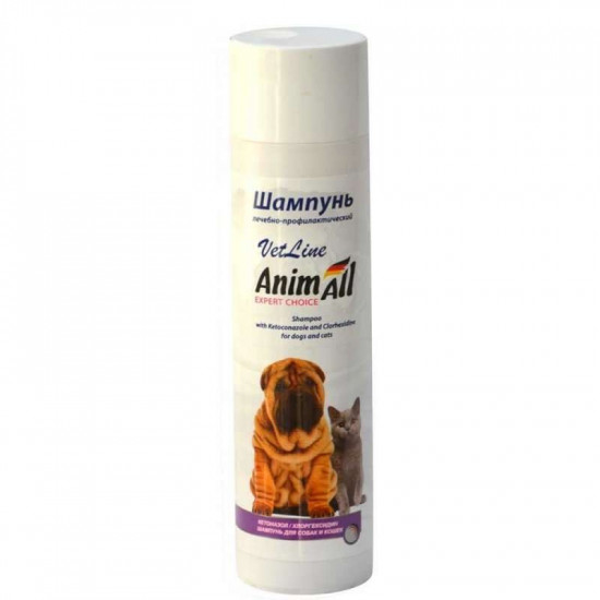 AnimAll VetLine (ЕнімАлл ВетЛайн) Шампунь лікувальний для кішок і собак з хлоргексидином і кетоконазолом AnimAll VetLine (ЕнімАлл ВетЛайн) Шампунь лікувальний для кішок і собак з хлоргексидином і кетоконазолом