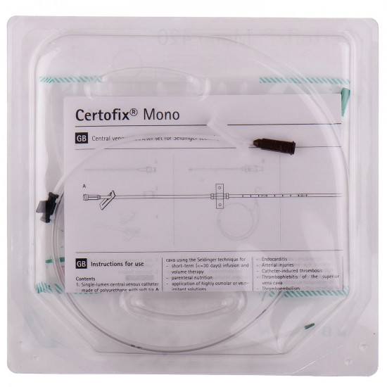 Set for catheterization of the central veins (set on Seldingera) Certofix Mono (Tsertofix Mono) the 420th single-channel catheter of 14G 1 piece Set for catheterization of the central veins (set on Seldingera) Certofix Mono (Tsertofix Mono) the 420th single-channel catheter of 14G 1 piece
