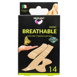 Пластырь бактерицидный MILPLAST (Милпласт) Breathable Hand стерильный для рук разного размера 14 шт
