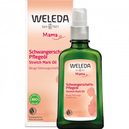 Oil for a body of WELEDA for prevention of emergence of extensions a bottle with the doser of 100 ml Oil for a body of WELEDA for prevention of emergence of extensions a bottle with the doser of 100 ml