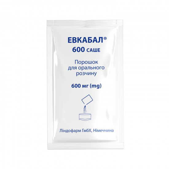 Evkabal of 600 sachets of a time. for shouted. solution of 600 mg of a sachet of 3 g No. 20 Evkabal of 600 sachets of a time. for shouted. solution of 600 mg of a sachet of 3 g No. 20
