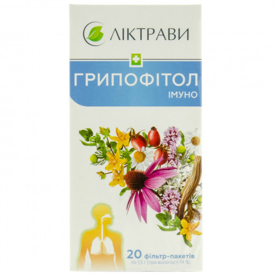 Гриппофитол иммуно фиточай в фильтр-пакетах по 1,5 г 20 шт Гриппофитол иммуно фиточай в фильтр-пакетах по 1,5 г 20 шт