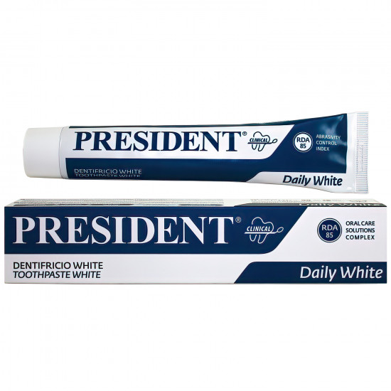 Зубная паста PRESIDENT (Президент) Clinical White (Клиникал Вайт) Daily White отбеливающая 75 мл Зубная паста PRESIDENT (Президент) Clinical White (Клиникал Вайт) Daily White отбеливающая 75 мл