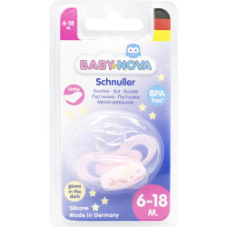 Dummy silicone BABY-NOVA (Baby it is new) orthodontic night size 2 color in assortment of 1 piece