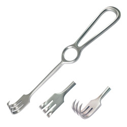 The hook surgical on Kocher 3 teeth, sharp, length is 22 cm the article 26-3053 SURGIWELOMED