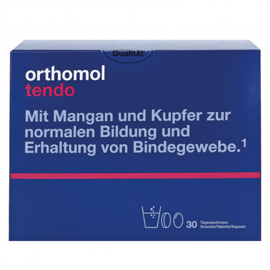 Tendo's (Orthomol Tendo) orthopier a vitamin complex for posttraumatic treatment of sinews of a tablet + capsules + granules on a course of reception of 30 days Tendo's (Orthomol Tendo) orthopier a vitamin complex for posttraumatic treatment of sinews of a tablet + capsules + granules on a course of reception of 30 days
