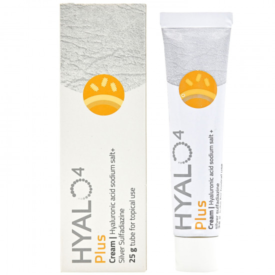 Gialo4 Plus cream for treatment of damages of skin, burns of the first and second degrees, trophic and metabolic ulcer and decubituses of a tube of 25 g Gialo4 Plus cream for treatment of damages of skin, burns of the first and second degrees, trophic and metabolic ulcer and decubituses of a tube of 25 g