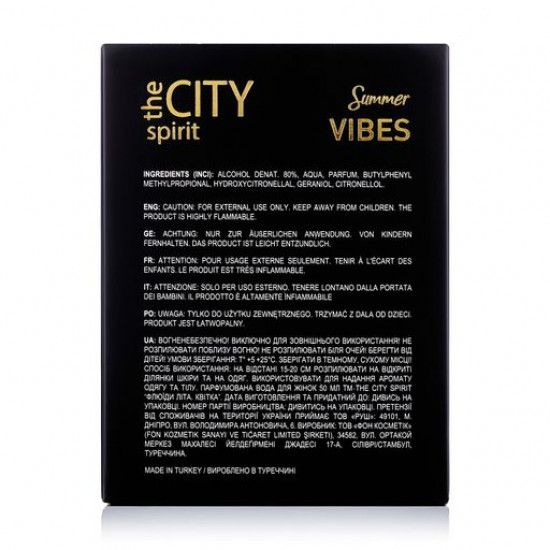 The City Spirit Summer Vibes Flower the Perfumed water of female, 50 ml The City Spirit Summer Vibes Flower the Perfumed water of female, 50 ml