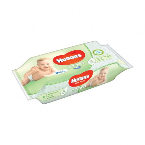 Дитячі вологі серветки Huggies Natural Care з екстрактом алое, 56 шт Дитячі вологі серветки Huggies Natural Care з екстрактом алое, 56 шт